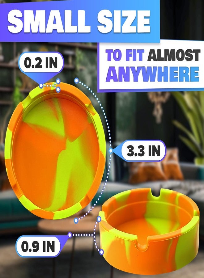 PIKTIME 3Pcs Rubber Ash Tray Outdoors - Multicolor Small Ashtray for Outside Patio, Temperature Resistant Ash Trays for Outside - Flexible & Easy to Clean Silicone Ashtray - Image 2